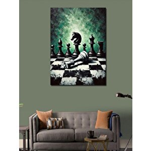 Kanvas Tablo Satranç Tahtası Ve Şah Figürü 100x140 cm