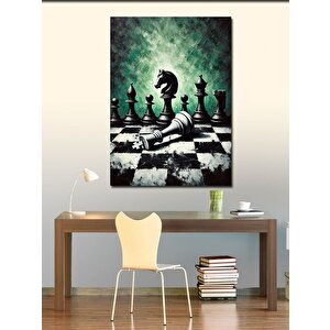 Kanvas Tablo Satranç Tahtası Ve Şah Figürü 50x70 cm