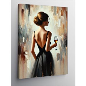 Kanvas Tablo Şarap Kadehiyle Kadın 100x140 cm