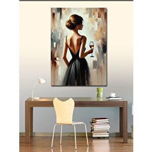 Kanvas Tablo Şarap Kadehiyle Kadın 100x140 cm