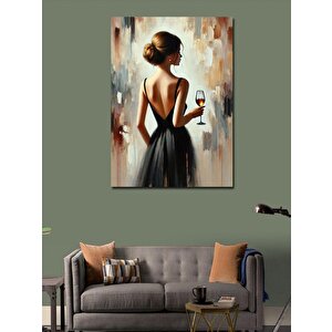 Kanvas Tablo Şarap Kadehiyle Kadın 100x140 cm