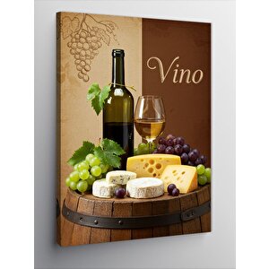 Kanvas Tablo Şarap, Peynir Ve Üzüm 100x140 cm