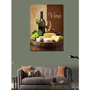 Kanvas Tablo Şarap, Peynir Ve Üzüm 100x140 cm