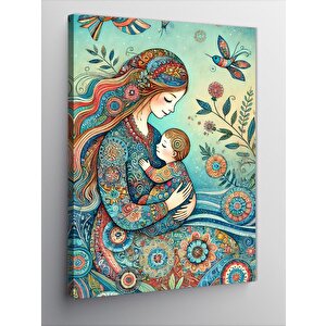 Kanvas Tablo Anne Ve Bebek Deseni 50x70 cm