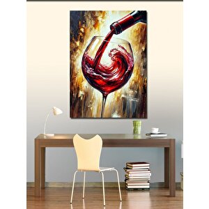 Kanvas Tablo Dökülen Şarap Çizimi 70x100 cm