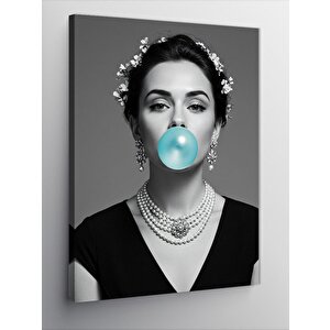 Kanvas Tablo Sakız Çiğneyen Kadın 100x140 cm