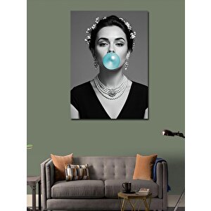 Kanvas Tablo Sakız Çiğneyen Kadın 100x140 cm
