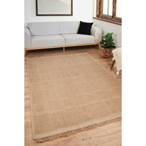 Natura 6661 %100 Doğal Jüt Kilim Bej Renkli Yumuşak Dokulu Şık Tasarımlı Kilim Modern Dokuma Kilim 80x150 cm