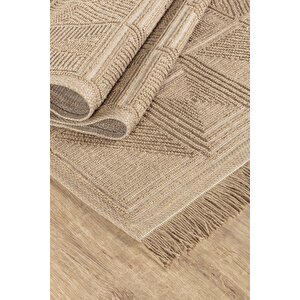 Natura 6661 %100 Doğal Jüt Kilim Bej Renkli Yumuşak Dokulu Şık Tasarımlı Kilim Modern Dokuma Kilim