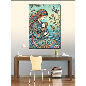 Kanvas Tablo Anne Ve Bebek Deseni 70x100 cm
