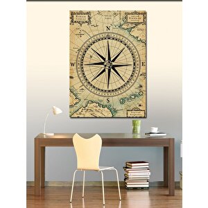 Kanvas Tablo Eski Harita Ve Pusula Çizimi 50x70 cm