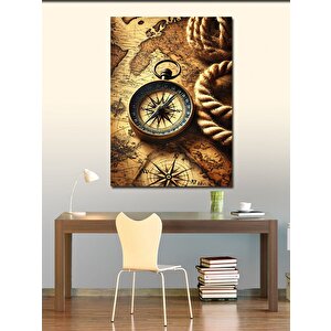 Kanvas Tablo Antika Pusula Haritası 70x100 cm