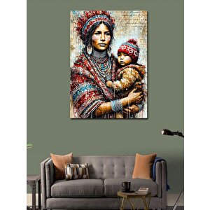 Kanvas Tablo Geleneksel Anne Ve Çocuk 100x140 cm