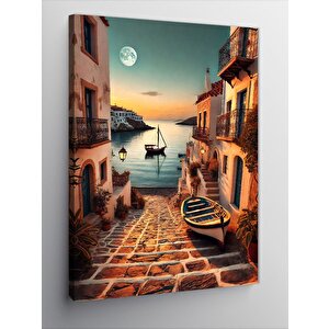 Kanvas Tablo Akdeniz Stili Sokak Ve Deniz 100x140 cm