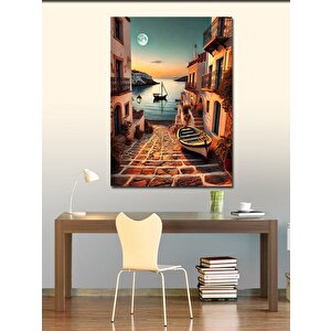 Kanvas Tablo Akdeniz Stili Sokak Ve Deniz 100x140 cm