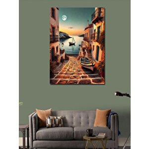 Kanvas Tablo Akdeniz Stili Sokak Ve Deniz 100x140 cm