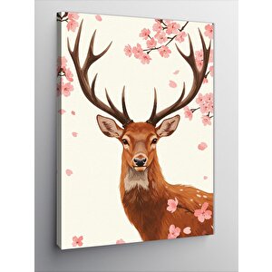 Kanvas Tablo Kiraz Çiçeği Ve Geyik 50x70 cm