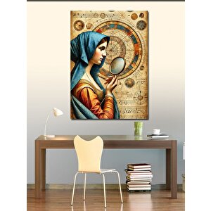 Kanvas Tablo Eski Harita Ve Tarihi Kadın Portresi 70x100 cm