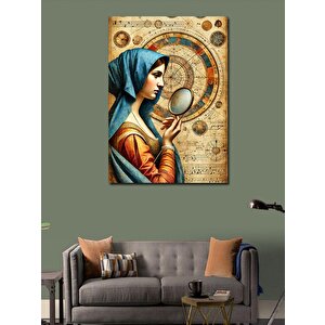 Kanvas Tablo Eski Harita Ve Tarihi Kadın Portresi 70x100 cm
