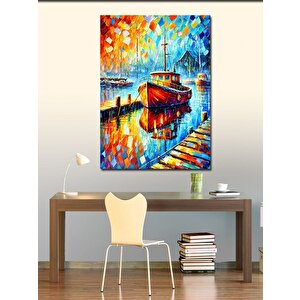 Kanvas Tablo Soyut Renkli Tekne Manzarası 50x70 cm