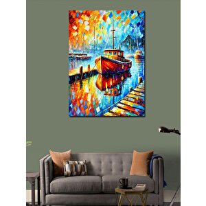 Kanvas Tablo Soyut Renkli Tekne Manzarası 50x70 cm