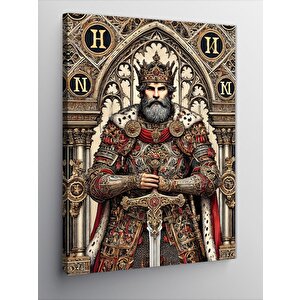 Kanvas Tablo Ortaçağ Kralı Ve Taht 70x100 cm