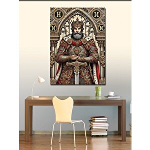 Kanvas Tablo Ortaçağ Kralı Ve Taht 70x100 cm