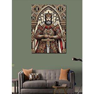 Kanvas Tablo Ortaçağ Kralı Ve Taht 70x100 cm