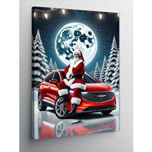 Kanvas Tablo Araba Üzerinde Noel Baba 50x70 cm