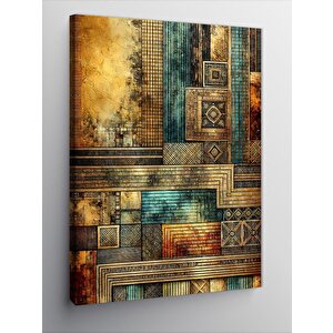 Kanvas Tablo Ahşap Ve Geometrik Soyut Doku 50x70 cm