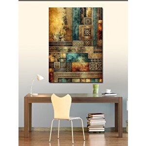 Kanvas Tablo Ahşap Ve Geometrik Soyut Doku 50x70 cm