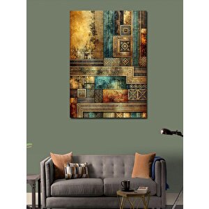 Kanvas Tablo Ahşap Ve Geometrik Soyut Doku 50x70 cm