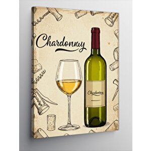 Kanvas Tablo Şarap Ve Chardonnay Afişi 100x140 cm