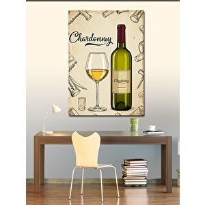 Kanvas Tablo Şarap Ve Chardonnay Afişi 100x140 cm