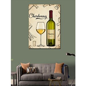 Kanvas Tablo Şarap Ve Chardonnay Afişi 100x140 cm