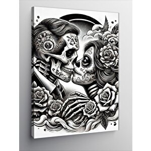 Kanvas Tablo  Kafatası Çifti Aşk Figürü 70x100 cm