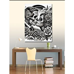 Kanvas Tablo  Kafatası Çifti Aşk Figürü 70x100 cm