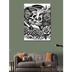 Kanvas Tablo  Kafatası Çifti Aşk Figürü 70x100 cm