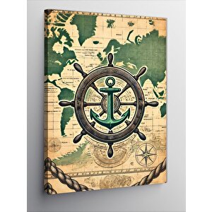 Kanvas Tablo Çapa Ve Dünya Haritası 100x140 cm