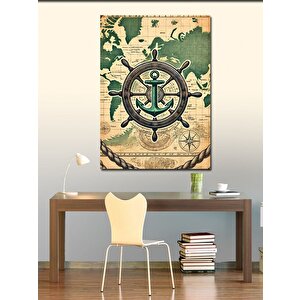 Kanvas Tablo Çapa Ve Dünya Haritası 50x70 cm