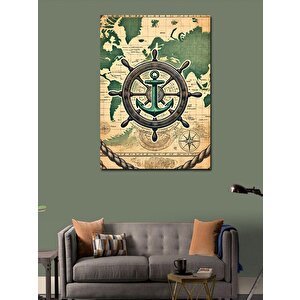 Kanvas Tablo Çapa Ve Dünya Haritası 50x70 cm