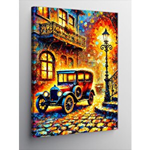 Kanvas Tablo Nostaljik Araba Ve Sokak Işıkları 50x70 cm