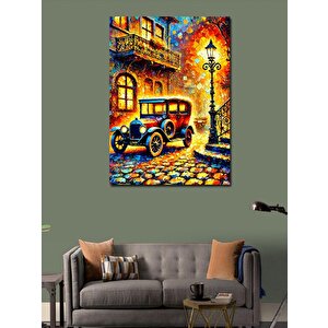 Kanvas Tablo Nostaljik Araba Ve Sokak Işıkları 50x70 cm