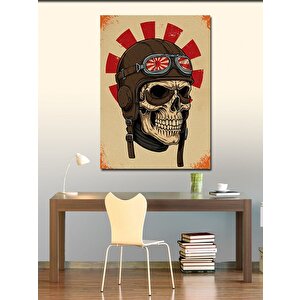 Kanvas Tablo Kafatası Ve Pilot Kaskı 70x100 cm
