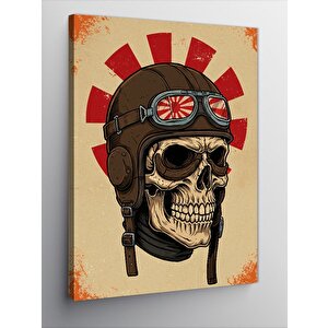 Kanvas Tablo Kafatası Ve Pilot Kaskı 100x140 cm