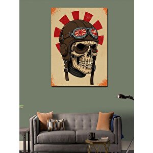 Kanvas Tablo Kafatası Ve Pilot Kaskı 100x140 cm