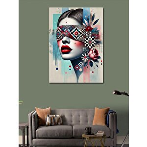 Kanvas Tablo Maskeli Soyut Kadın Portresi 50x70 cm