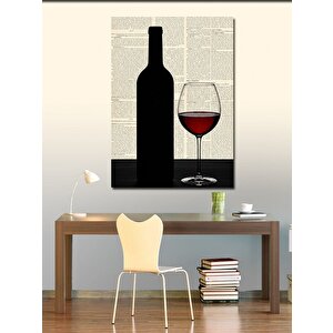 Kanvas Tablo Şarap Şişesi Ve Kadeh 70x100 cm