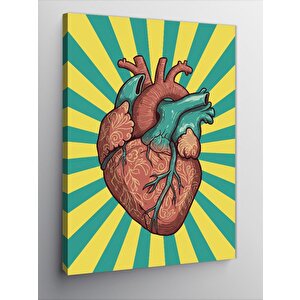 Kanvas Tablo Soyut Çizimli İnsan Kalbi Tasarımı 100x140 cm