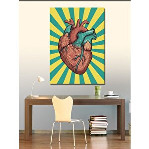 Kanvas Tablo Soyut Çizimli İnsan Kalbi Tasarımı 100x140 cm